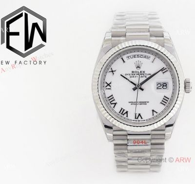 Copy Rolex Day Date 36mm ETA 2836 Watch White Roman President Strap